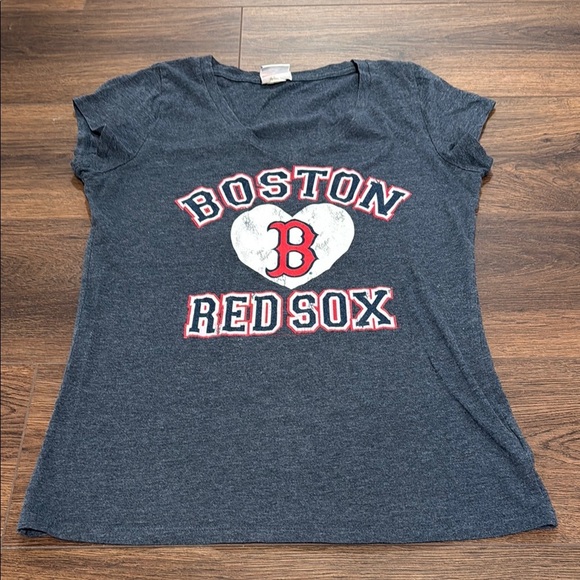 Vintage Small Boston Red Sox Baseball Fitted T Shirt Sparkle Lettering Heart - Picture 1 of 8